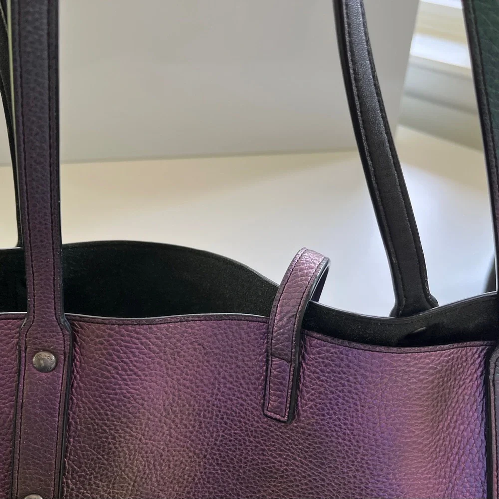 Coach Multicolor Iridescent Holographic Tote Bag Good Shape Purple Silver Flaws - Picture 8 of 16